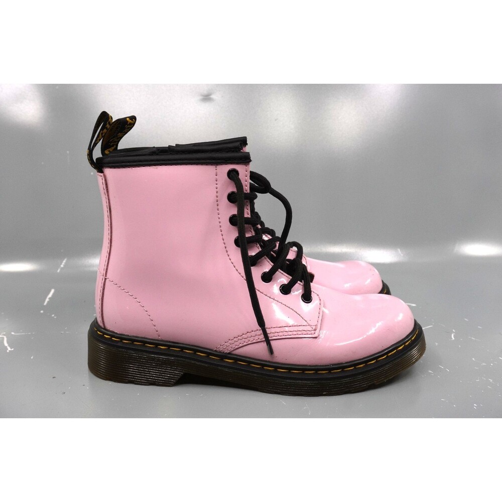 Dr Doc Martens Boots Youth Size 3 US Pink Patent Lamper Combat 1460J